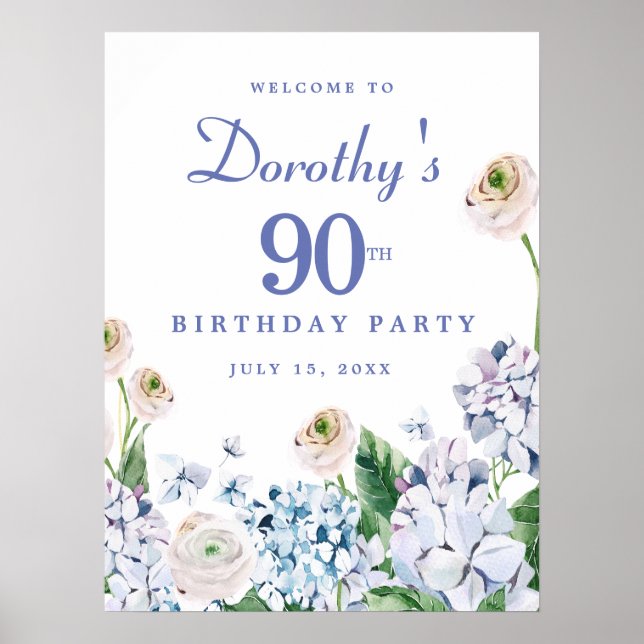 Hydrangea 90. Geburtstag zum digitalen Download -  Poster (Vorne)