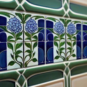 Hydrangea Art Deco Florale Wanddekoration Art Nouv Fliese