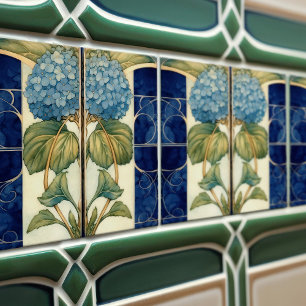 Hydrangea Art Deco Florale Wanddekoration Art Nouv Fliese