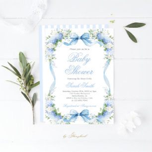 Hydrangea Baby Shower Boy Einladung