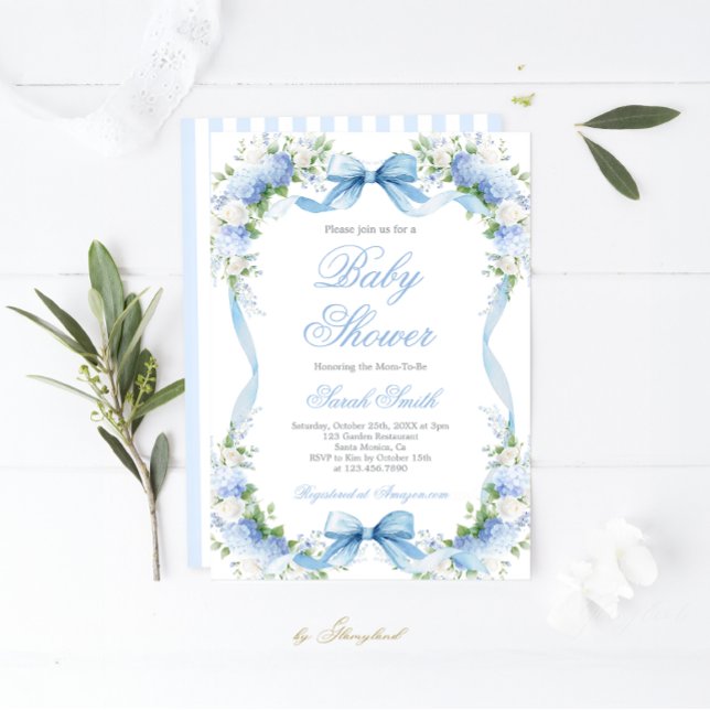 Hydrangea Baby Shower Boy Einladung (Von Creator hochgeladen)
