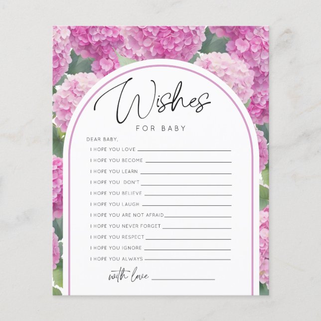 Hydrangea Baby Shower wünscht Spiele (Vorderseite)
