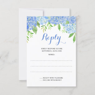 Hydrangea Blauer Blumenzwiebeln RSVP Karte