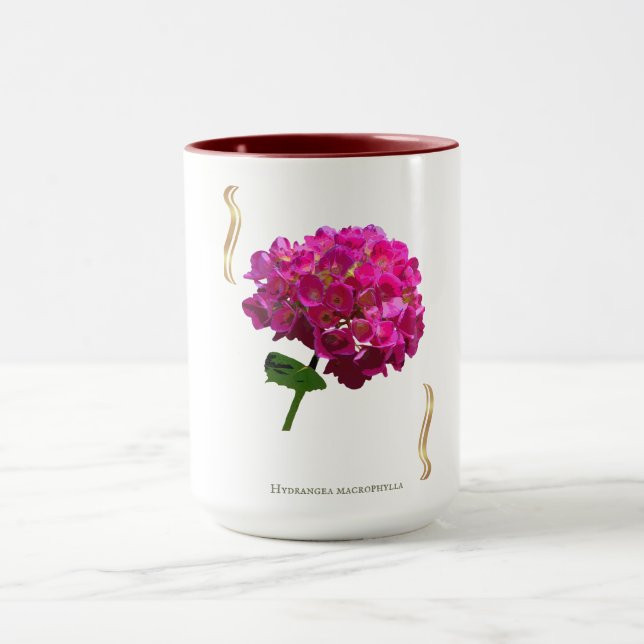 Hydrangea Bloom – Vintage Botanical Fuchsia Tasse (Zentrum)