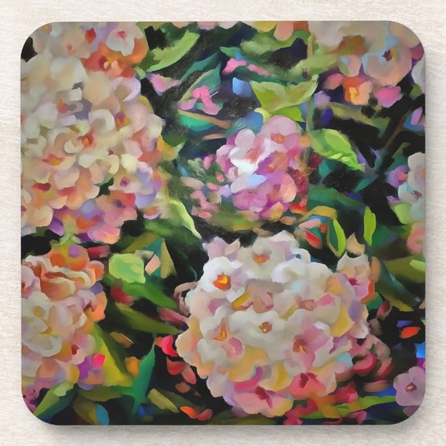 Hydrangea Blossom Dekorative Blumenart Rosa Getränkeuntersetzer (Vorderseite)