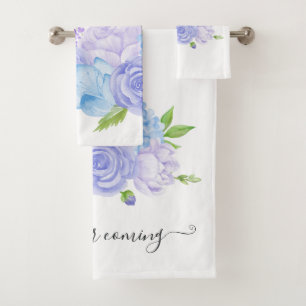 Hydrangea Blue and Light Lavender Wedding Badhandtuch Set