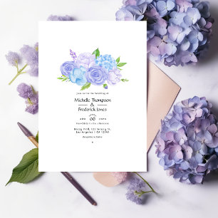 Hydrangea Blue and Light Lavender Wedding Einladung