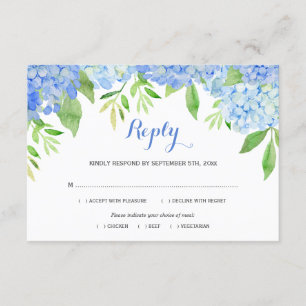 Hydrangea Blue Floral Wedding Meel UAWG Begleitkarte