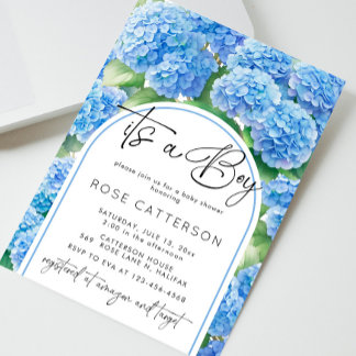 Hydrangea Blue Flowers Es ist eine Baby-Dusche Einladung