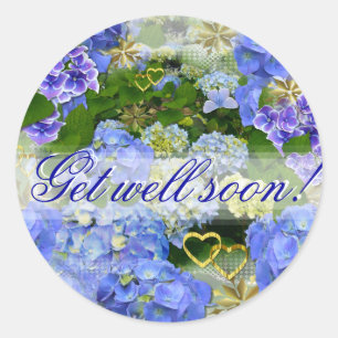 HYDRANGEA BLUE ~ "Get Well" ~ Stickers