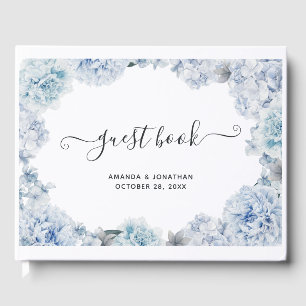 Hydrangea Blue und Light Lavender Wedding Guest Bo Gästebuch