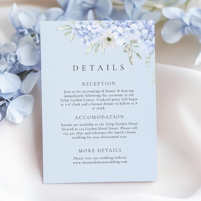Hydrangea Blue Wedding Details Enclosure Card Begleitkarte (Von Creator hochgeladen)
