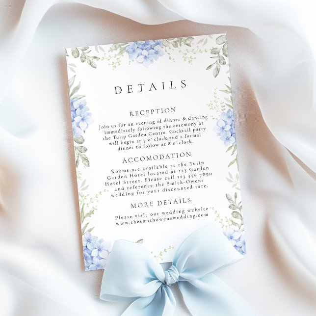 Hydrangea Blue Wedding Details Enclosure Card Begleitkarte (Von Creator hochgeladen)