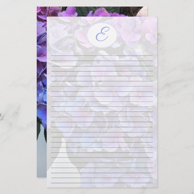 Hydrangea-Blume-Bckground-Monogramm Briefpapier (Vorne/Hinten)
