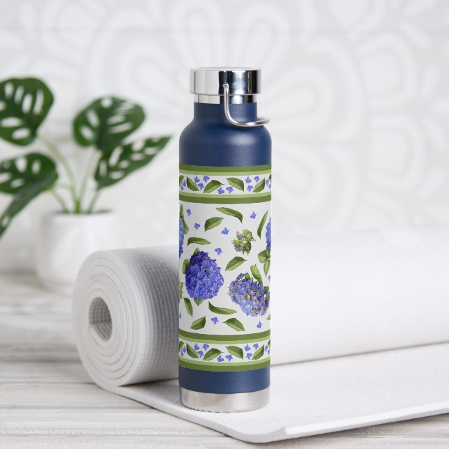 Hydrangea-Blume Botanisches Blumendesign Trinkflasche (Yoga)