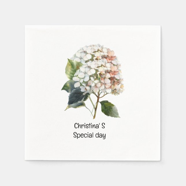 Hydrangea Blume Flora Liebhaber der Wasserfarbe Serviette (Vorderseite)