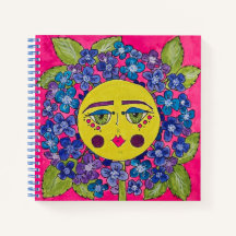 Hydrangea Blume Girl Spiral Notebook bemalt