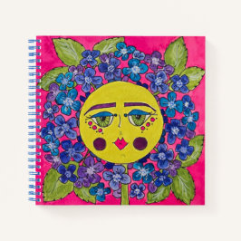 Hydrangea Blume Girl Spiral Notebook bemalt Notizbuch