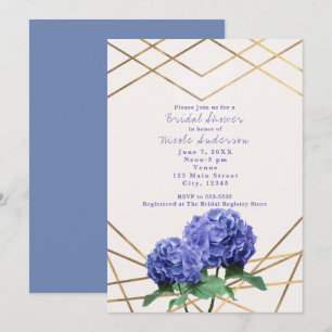 Hydrangea Blume & Goldenen Linien Elegante Einladu Einladung