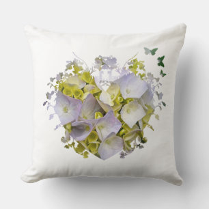 Hydrangea-Blume im Herzen Kissen
