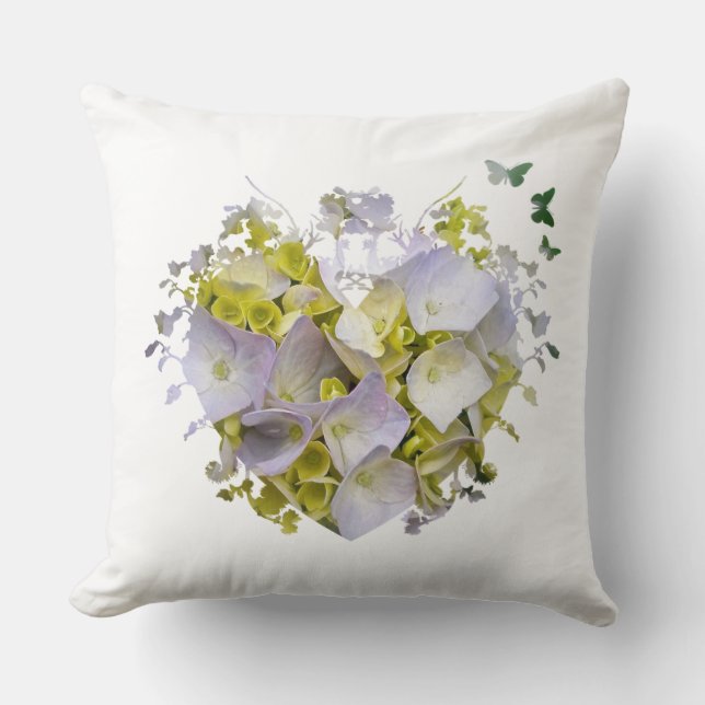 Hydrangea-Blume im Herzen Kissen (Vorderseite)