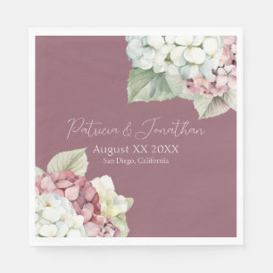 Hydrangea-Blume in Rosa und Weiß Serviette