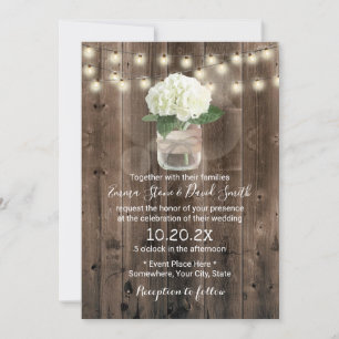 Hydrangea Blume Mason Jar Rustic Barn Wedding Einladung
