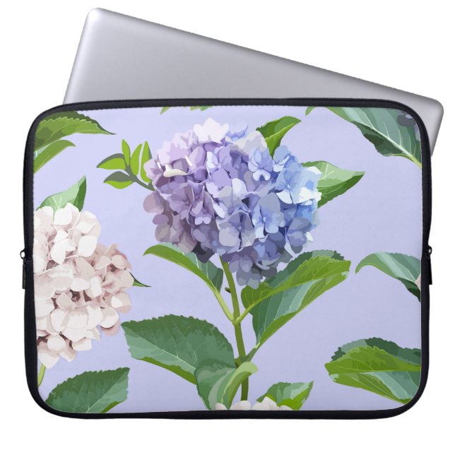 Hydrangea-Blume: mehrfarbige Blumenstruktur. Laptopschutzhülle (Vorderseite)