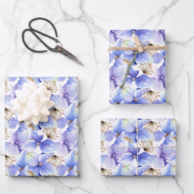 Hydrangea-Blume Nah Geschenkpapier Set (Vorderseite)