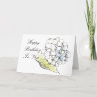 Hydrangea-Blume-Pen und -Tinte zur Geburtstagskart