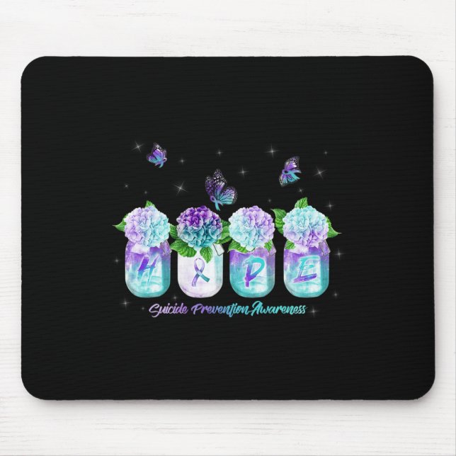 Hydrangea Blume Schmetterling Suizidprävention Kri Mousepad (Vorne)