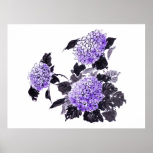 Hydrangea-Blume Sumie Poster