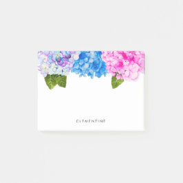 Hydrangea-Blume Wasserfarbe| Name hinzufügen Post-it Klebezettel