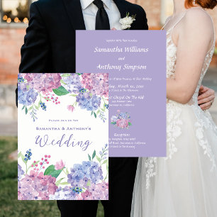 Hydrangea-Blume, weich Lila, blau, Hochzeit Einladung