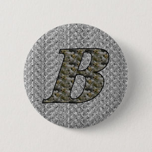 Hydrangea-Blumen mit Monogramm-Anfang B Button