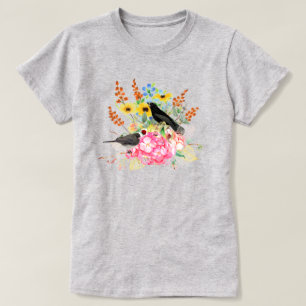 Hydrangea-Blumen-T-Shirt für Vogelfreunde T-Shirt