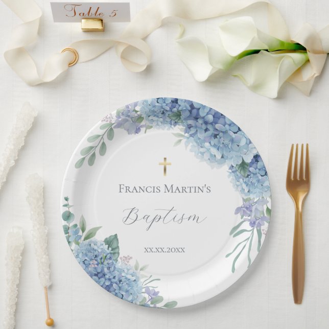 Hydrangea-Blumen  Taufe Pappteller (Hochzeit)
