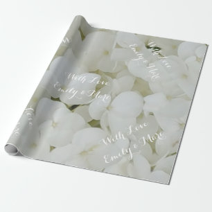 Hydrangea-Blumen-weißes romantisches mit Geschenkpapier