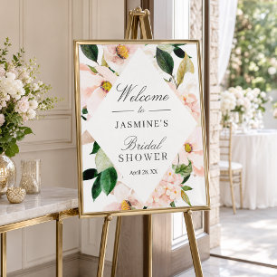 Hydrangea Blush Pink Brautparty Zeichen Poster