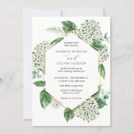 Hydrangea-Blüten und Hochzeit im Grünen Einladung