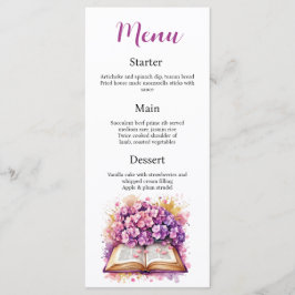 Hydrangea Book Theme Menu Card Menükarte