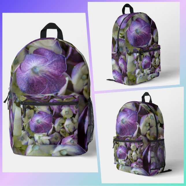 Hydrangea Botanical Floral Fotografie Lila Bedruckter Rucksack (Von Creator hochgeladen)
