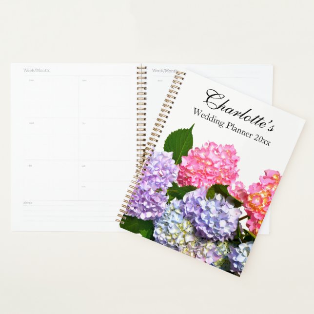 Hydrangea Bouquet rose pourpre bleu fleurs jaunes (Devant avec enveloppe)