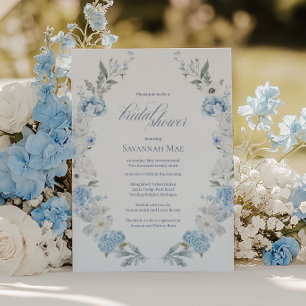 Hydrangea Bridal Dusche Einladung Blau