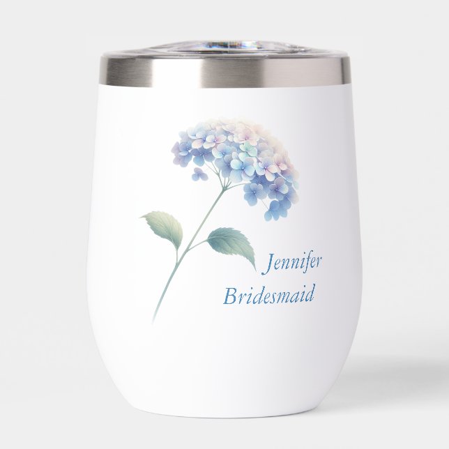 Hydrangea Bridesmaid Wine Tumbler (Vorderseite)