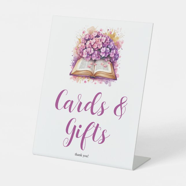 Hydrangea Buch Thema Geschenke Zeichen Sockelschild (Vorderseite)