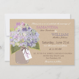 Hydrangea Burlap Rustic Wedding Einladungskarte