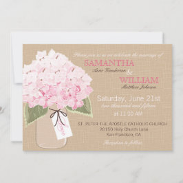 Hydrangea Burlap Rustic Wedding Einladungskarte