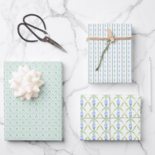 Hydrangea Chinoiserie Grandmillennial Geschenkpapier Set