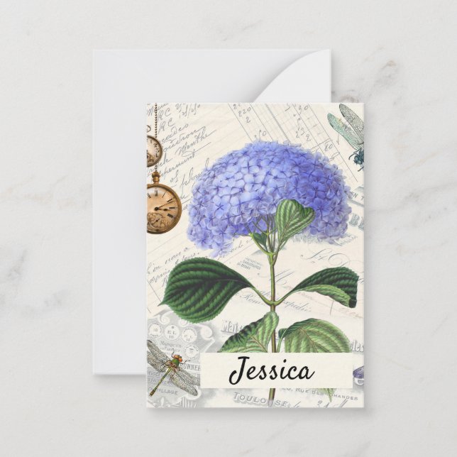 Hydrangea Collage Personalisiert Mitteilungskarte (Vorderseite)